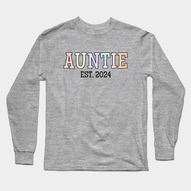 Cute Auntie Est. 2024, Aunt Baby Announcement Long Sleeve T-Shirt by WaBastian